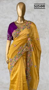 Mango Yellow Mul Tissue stripes saree DSCL041