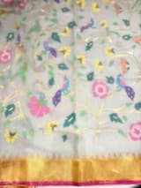Ponduru Khadi Jamdani Allover multi Meenakari Weaving Saree With Premium 60/60 Count
