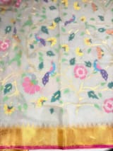 Ponduru Khadi Jamdani Allover multi Meenakari Weaving Saree With Premium 60/60 Count