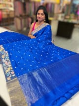 Royal Blue Raw Silk Saree with Pythani inspired Embroidery SS50497
