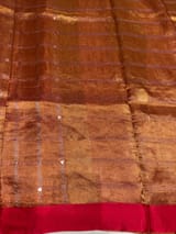Red Tissue saree with kanchi silk embroidered blouse