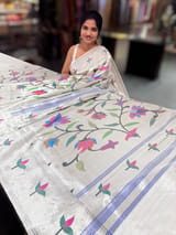 Pure Handloom Allover Silver Tissue Pythani Saree