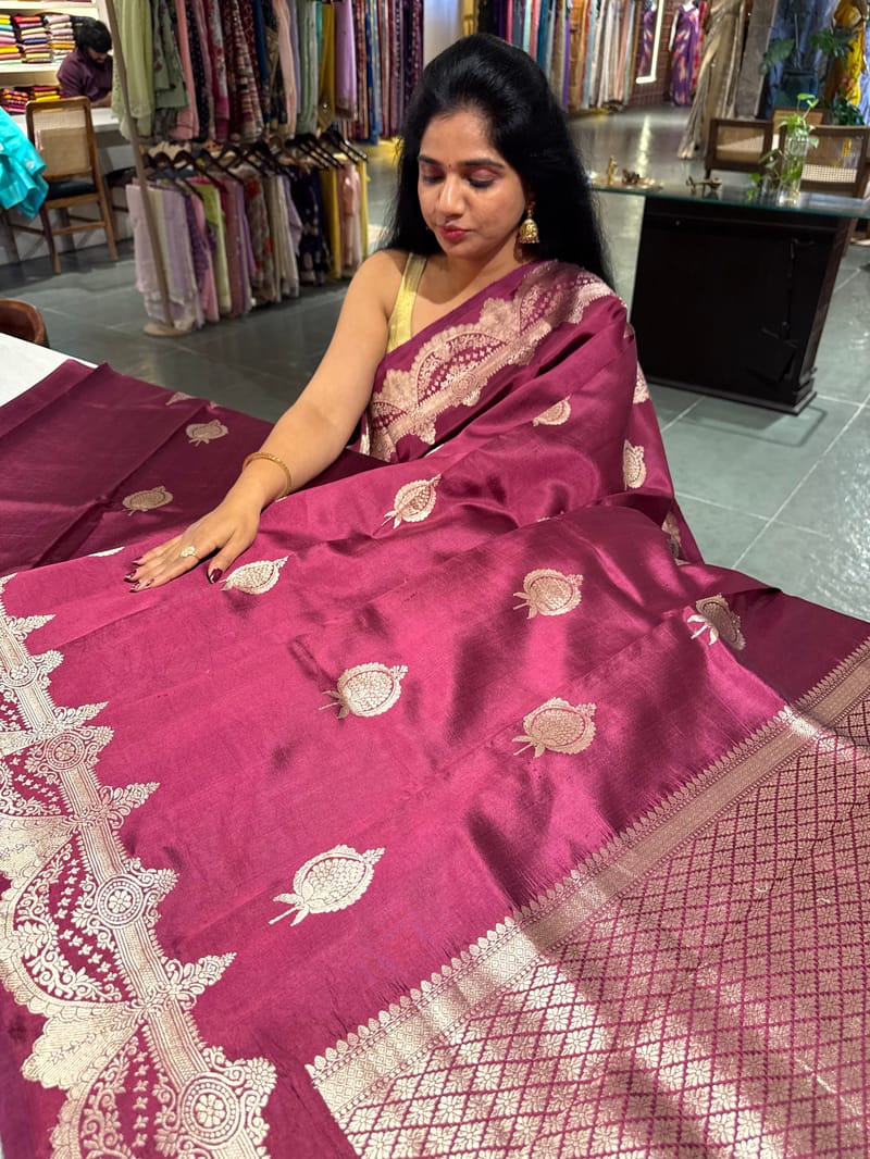 Wine Poona Silk Saree