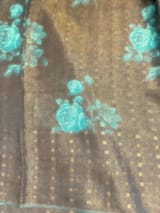 Darkest Brown Printed Tussar Tissue Saree