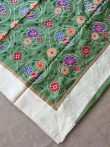 Green Pure tussar with patola inspired embroidery: S62F192