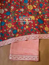 Maroon Banarasi tonchoi with pen kalamkari Blouse : D62F025
