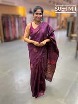 Wine Banarasi Handloom Dupion Rawsilk Saree : S62F099