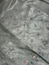 Silver Glass Organza Saree with allover embroidery SS50548