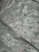 Silver Glass Organza Saree with allover embroidery SS50548
