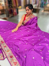 Majenta Kanchi soft silk saree with pythani and jamdani inspired embroidery SS50135