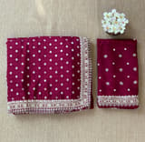 Gorgette saree with small polka dots