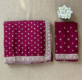 Gorgette saree with small polka dots