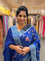 Royal Blue Mashru Banaras with petite Point embroidery SS5008