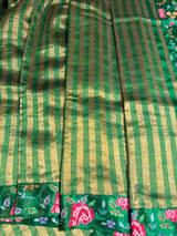 Emerald Green Banarasi Tissue stripes Saree with petite point embroidery SS50213
