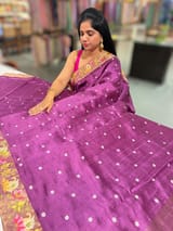 Wine Raw Silk Saree with Pythani inspired Embroidery