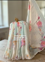Ombre dyed Floral printed lenin