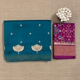 Peacock Blue Pure Handloom Raw Silk Saree SS50496
