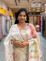 Printed Organza Tissue stripes saree with embroidery
