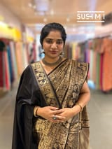 Black Banarasi Brocade Katan silk Saree : S62124