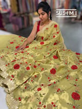 Pastel Green Designer Banarasi Brocade Tissue Saree S62112