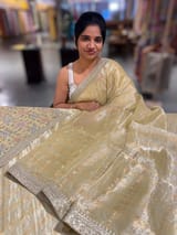 Pista Tissue checks Saree with sabhyasachi borders SS50414