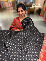 Black Banarasi Bandhej Silk saree : D62F010