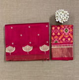 Dark Pink Pure Handloom Raw Silks Saree SS50494