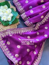 Purple Banarasi Silk Saree with Handwork D62F001