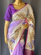 Pure silk Saree with hand paint