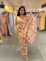Nude Pink Tissue georgette saree with embroidey SS50402