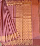 Onion Pink Poona Silk Saree with heavy weaving open Mashru border