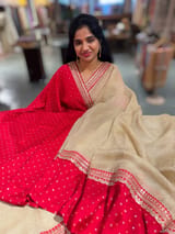 Watergold Crush Tissue Saree with Bandhini & Sabhya borders SS50397