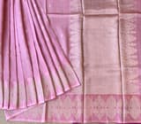 Dusty Pink Poona Silk Saree with heavy weaving open Mashru border