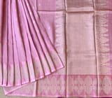 Dusty Pink Poona Silk Saree with heavy weaving open Mashru border