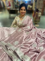 Dusty Pink Pure Satin Saree with Embroidery. SS5029