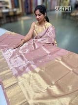 Onion Pink Kanjeevaram Tissue Saree