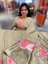 Designer Chinnon & Satin Fusion Saree