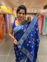 Royal Blue Mashru Banaras with petite Point embroidery SS5008