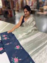 Pure Handloom Tissue saree with organza embroidered border SS50234