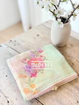 Floral printed handloom lenin saree