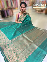 Bottle Green Banarasi Handloom Dupion Rawsilk Saree : S62F111