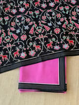 Rose Pink Organza Saree with embroidered blouse SS50273
