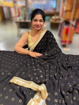 Black Georgette Saree with badla sequence motifs : S62F078