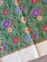 Green Pure tussar with patola inspired embroidery: S62F192