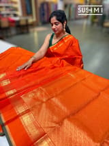 Orange Vaira Oosi Checks Vintage kanjeevaram Saree