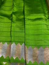 Parrot Green Designer Poona Silk Saree