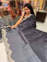 Black Pure Organza Handwork Saree with heavy Designer Blouse SS50252