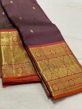 Coffee Brown & Rust Combo Vaira Oosi Checks Kanjeevaram  saree SS50604