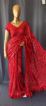 Georgette sequence saree with stitched blouses