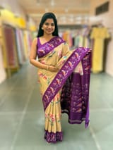 Chickoo & Purple combo Printed ikkath Patola saree